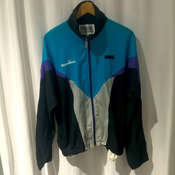 Vintage lined workout windbreaker purple blue gray steamboat - Picture 1 of 9